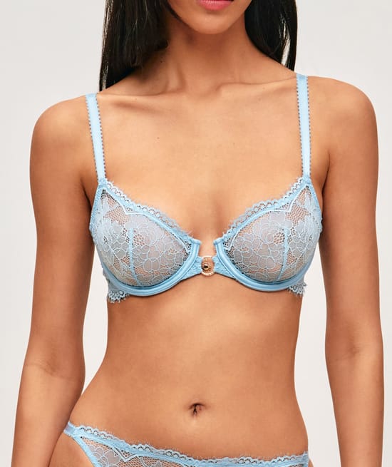 Lace balconette bra with sun jewel;