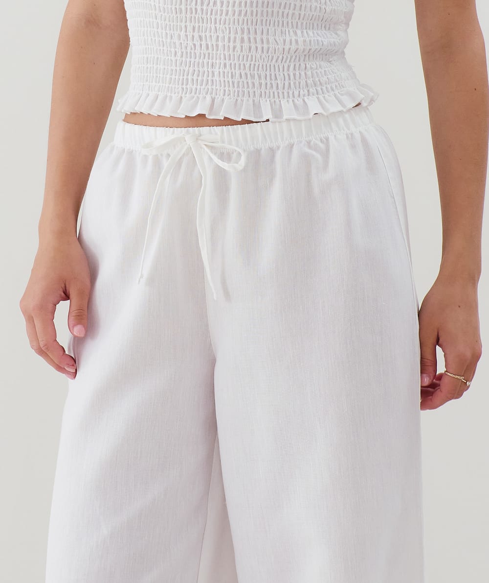 Pantalon droit effet lin;