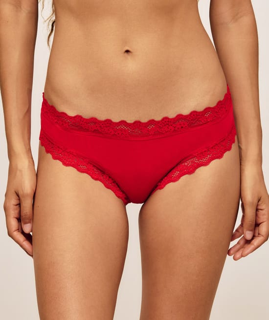 Culotte cheeky en coton et dentelle;