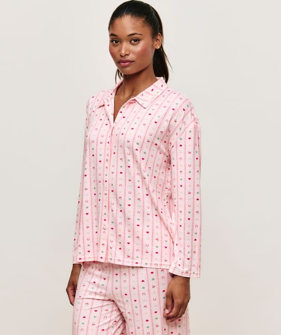 Patterned jersey pyjama set;