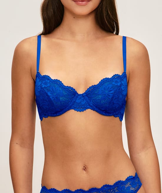 Floral lace balconette bra;