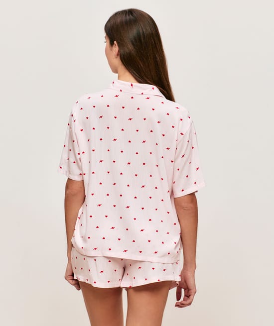 Striped Pajama Set with Arrowed Hearts;