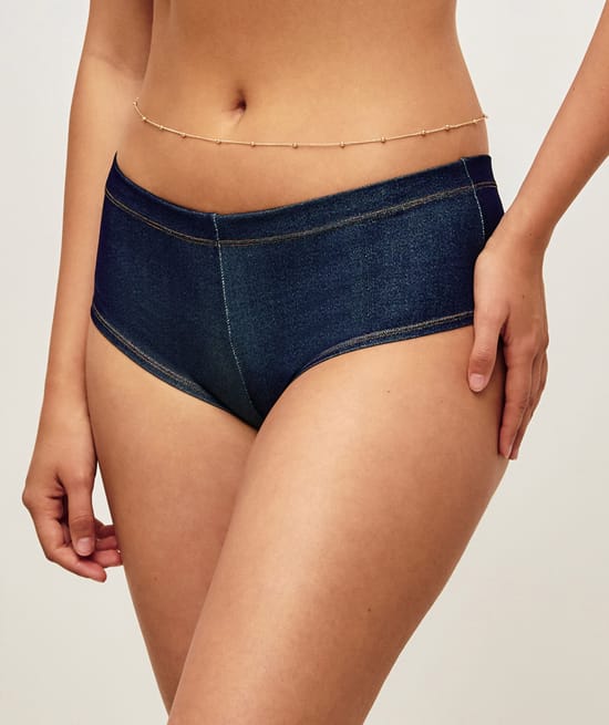Culotte de maillot de bain cheeky effet jean;