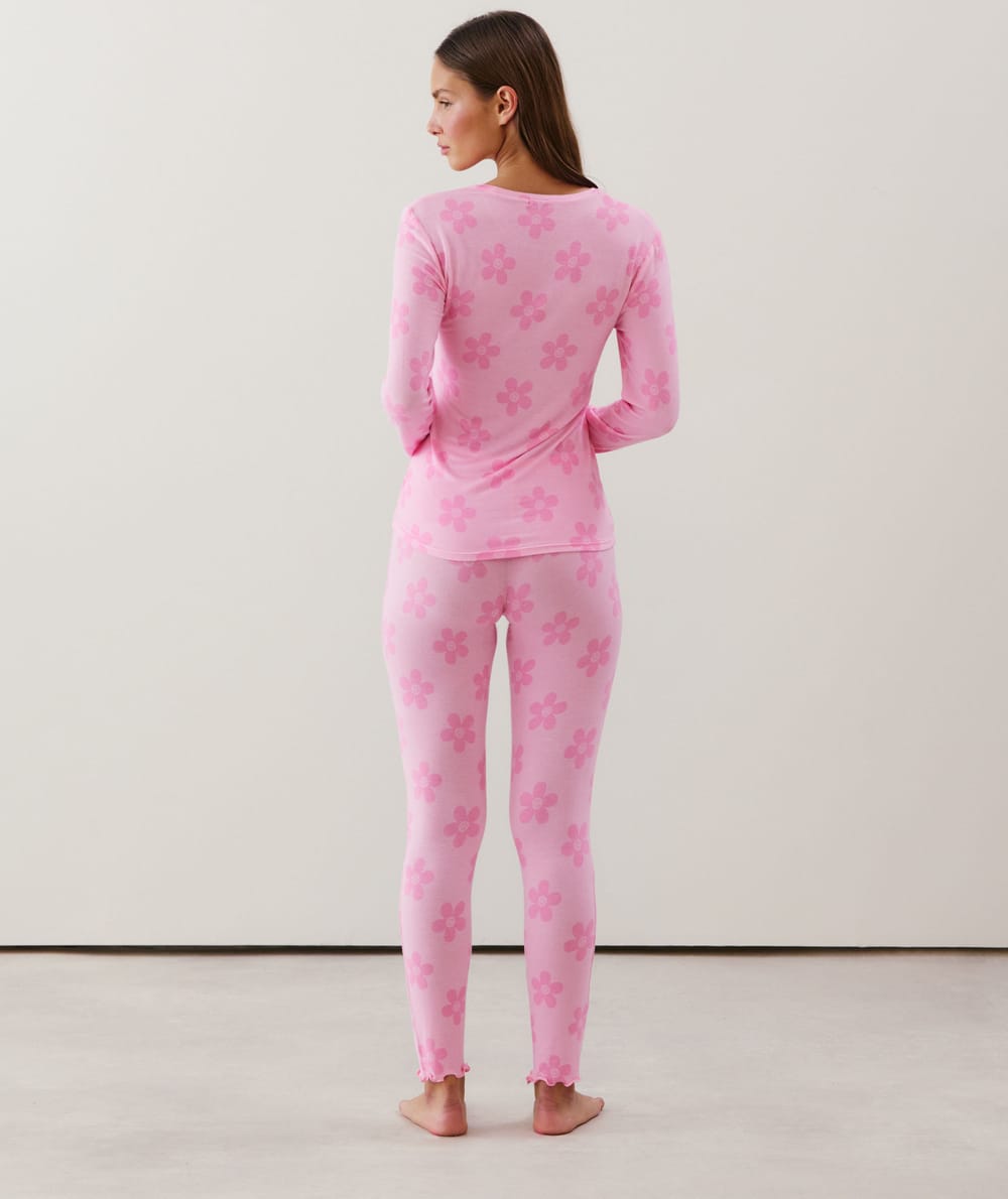 Legging en jersey à motifs rose;