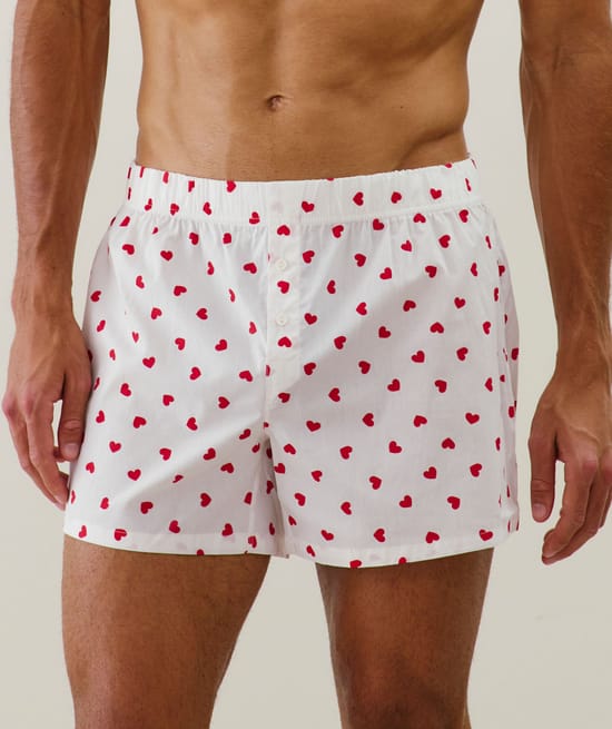 Cotton boxer shorts with pattern;