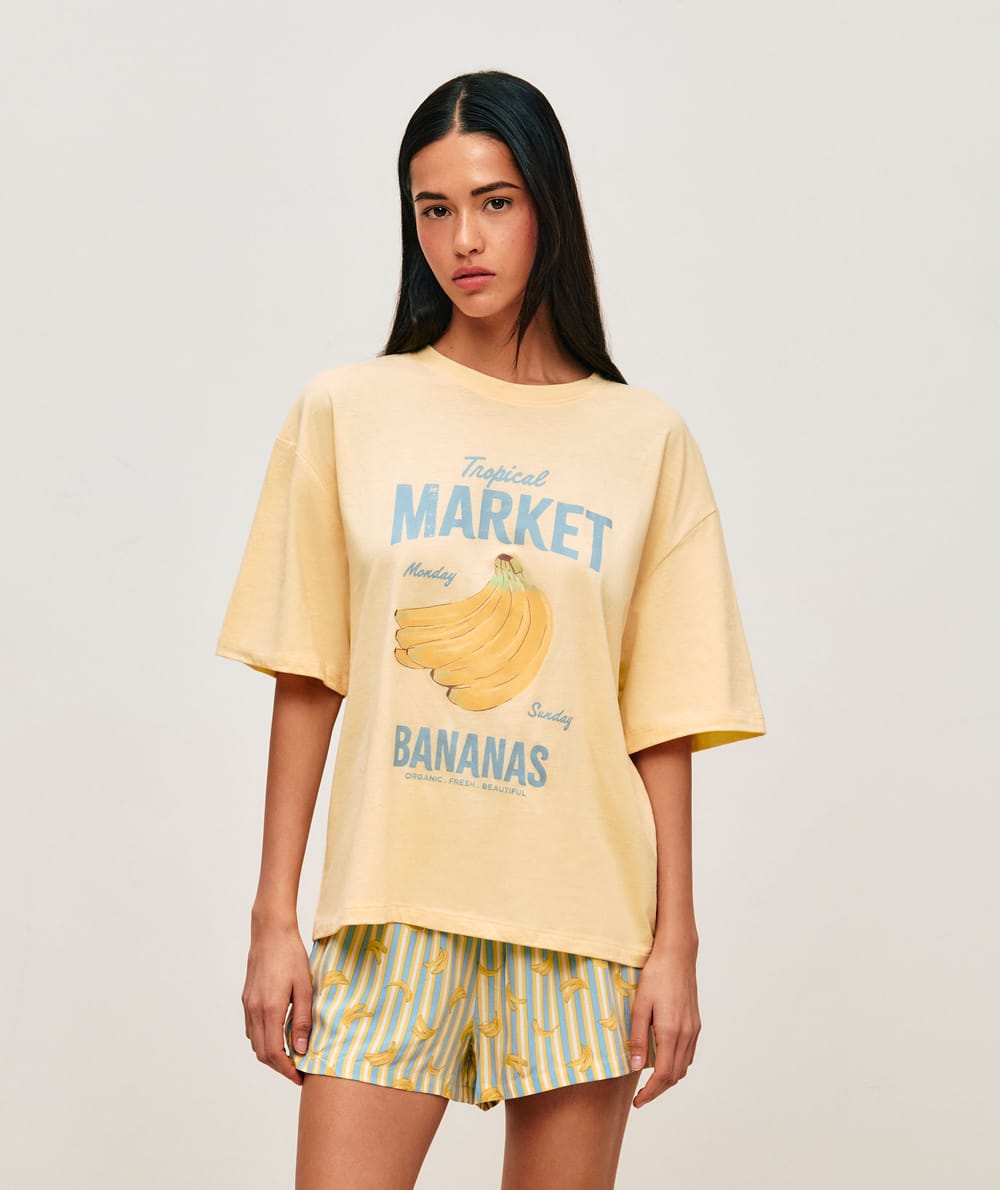 Jersey set with Tropical Market print;