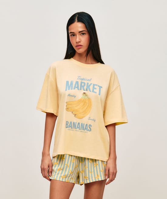 Jersey set with Tropical Market print;