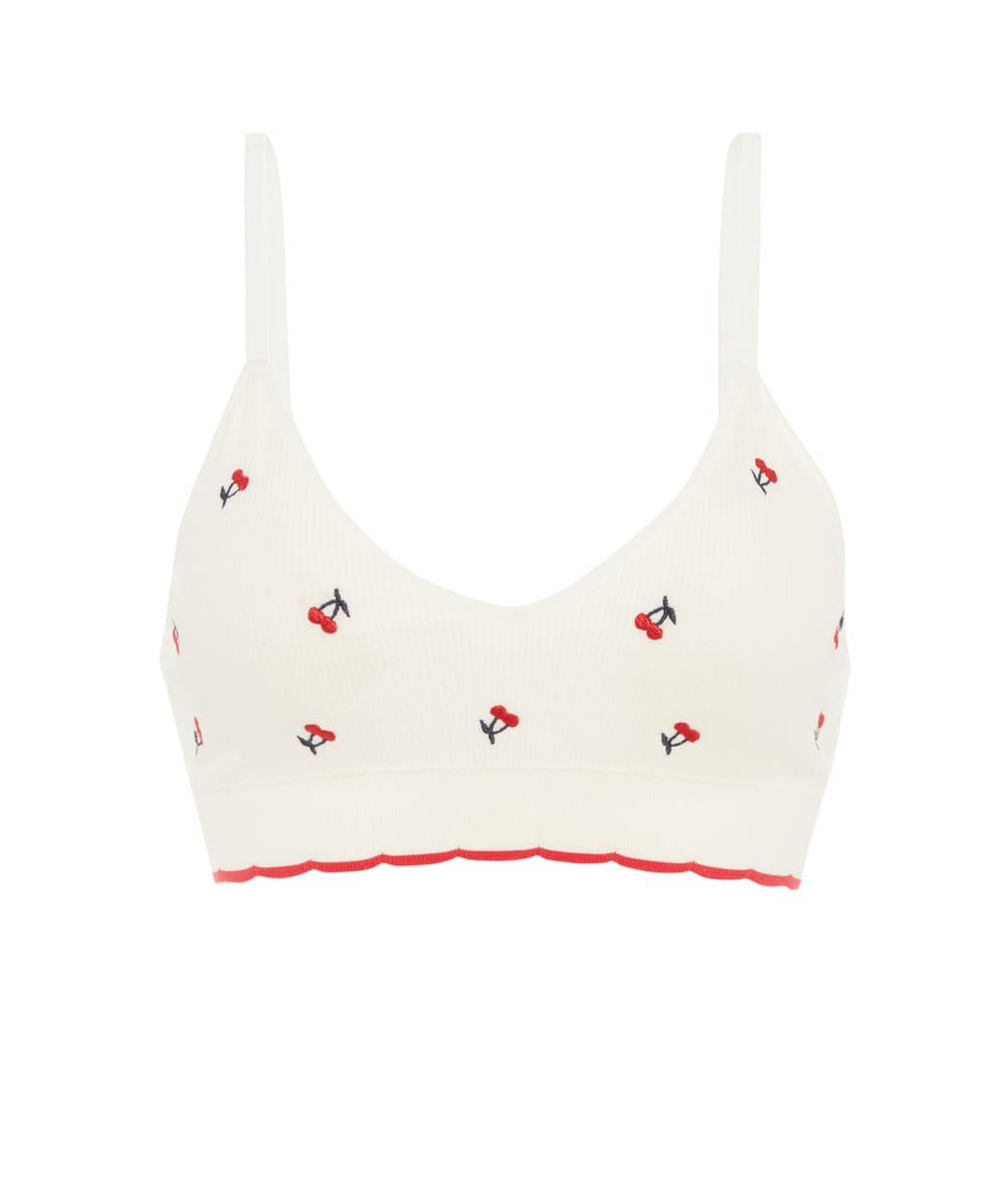 Sujetador triangular de seamless con bordados de cerezas;