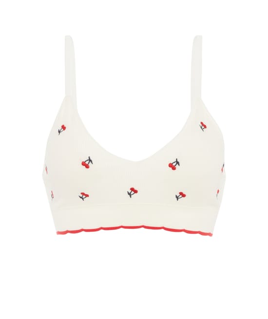 Sujetador triangular de seamless con bordados de cerezas;