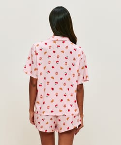 Fruit and cake patterned pajama set;