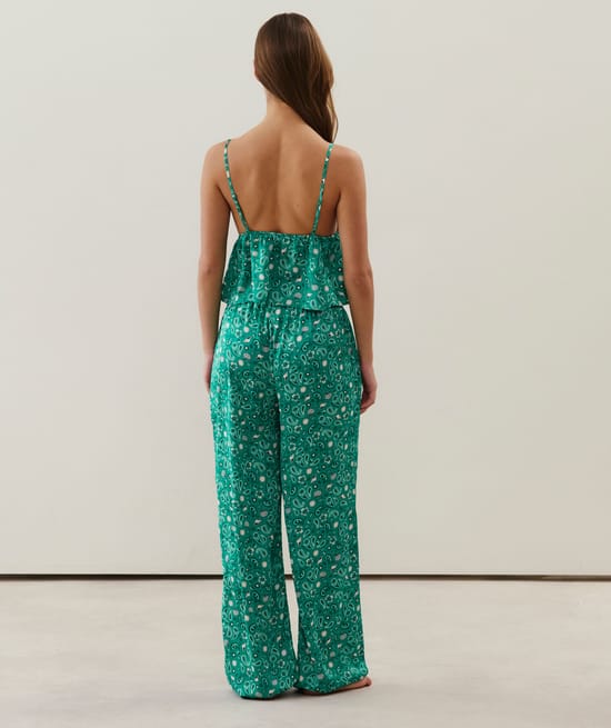 Satin trousers;