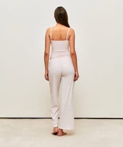 Jersey pants with heart patterns;