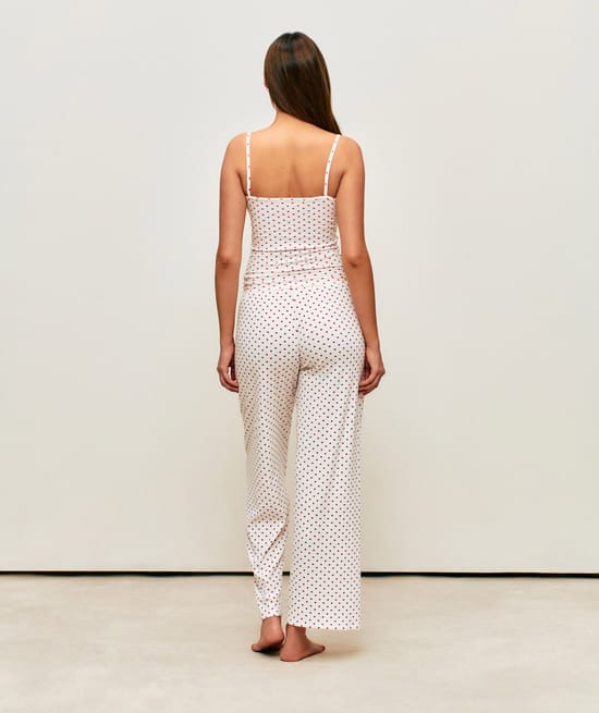 Jersey pants with heart patterns;