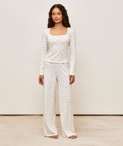 Top manches longues en jersey imprim&eacute;s fleurs;