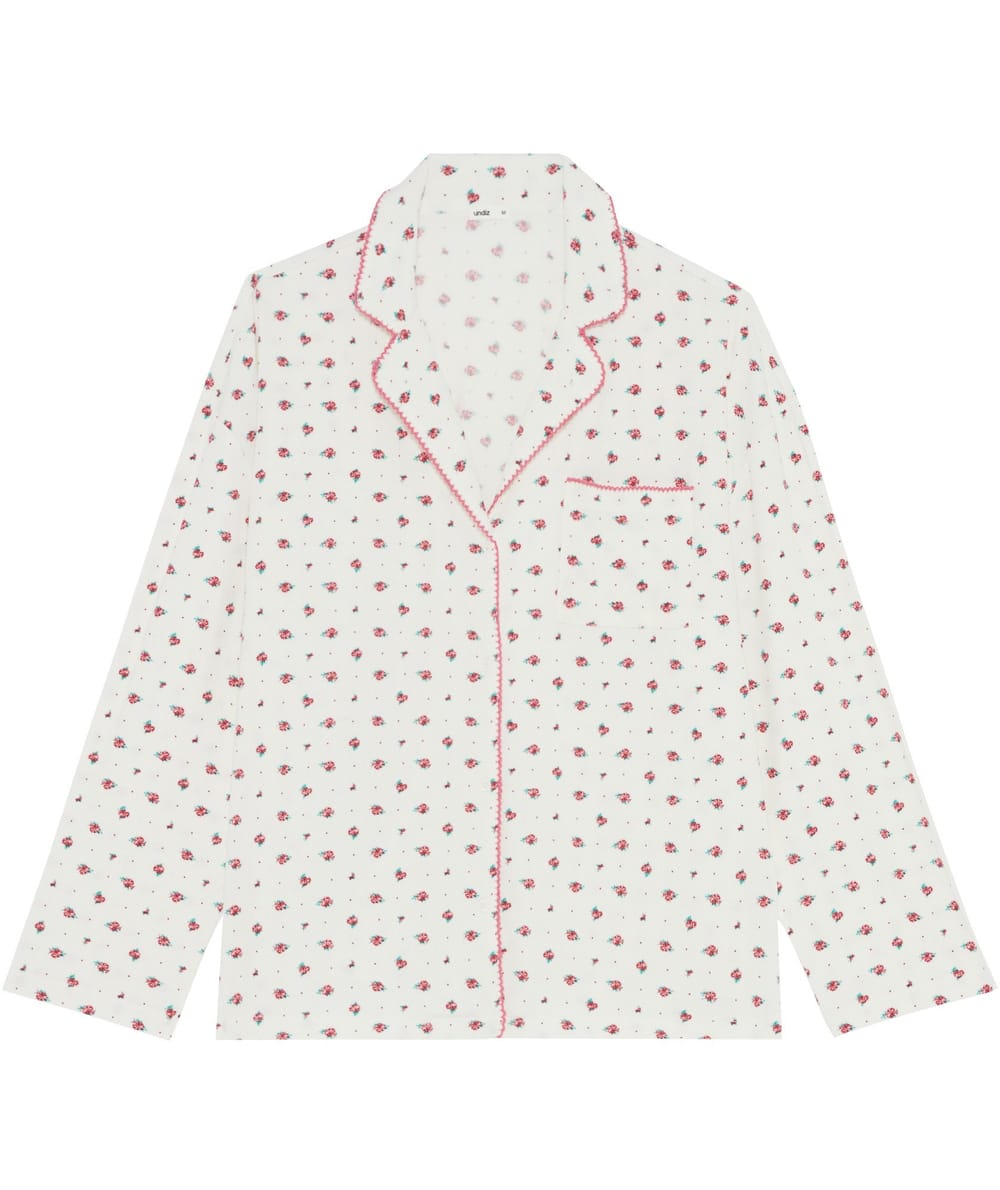 Ribbed jersey shirt with floral patterns;