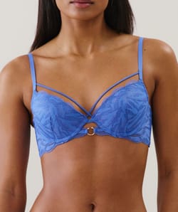Soutien-gorge push-up en dentelle bleu;