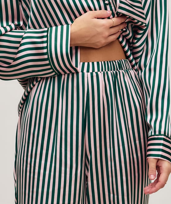 Striped satin pyjama bottoms;