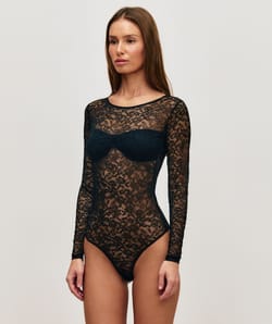 Long sleeve lace bodysuit;