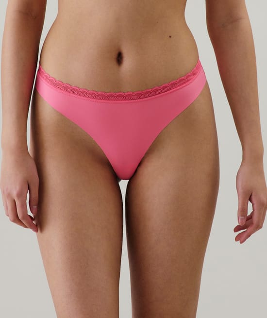 Microfibre and lace thong;