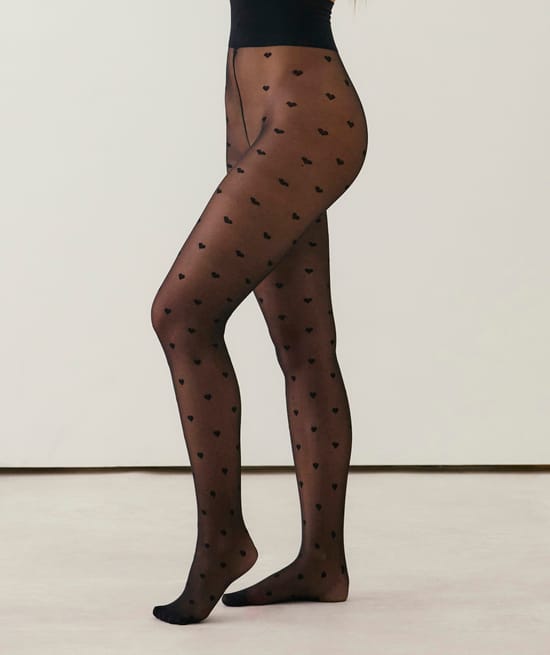 Collant voile motifs c&oelig;urs;