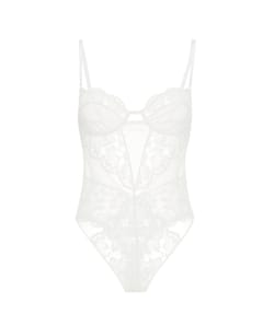 Lace balconette bodysuit;