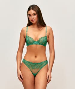 Balconette bra with floral embroidery;