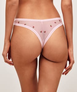 Tanga en mesh imprim&eacute; vichy et c&oelig;urs;