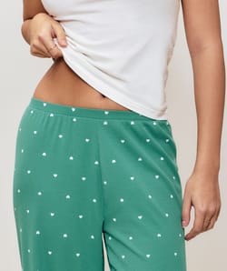 Heart print jersey trousers;