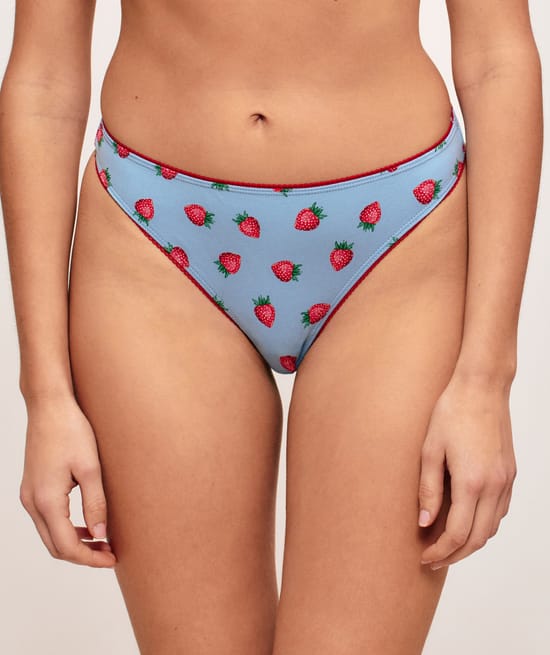 Pack of 3 patterned cotton thongs;