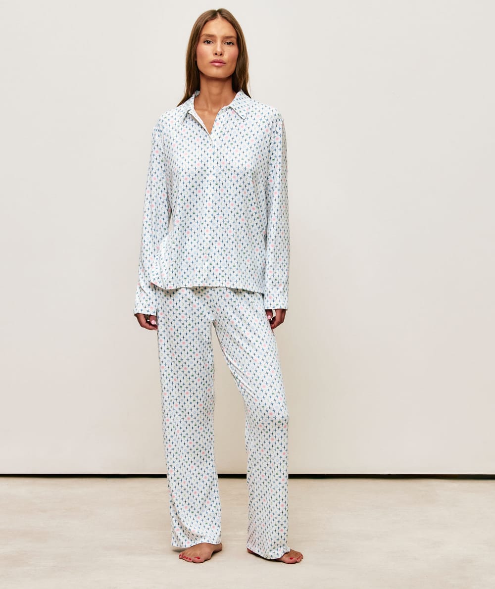 Patterned jersey pyjama set;