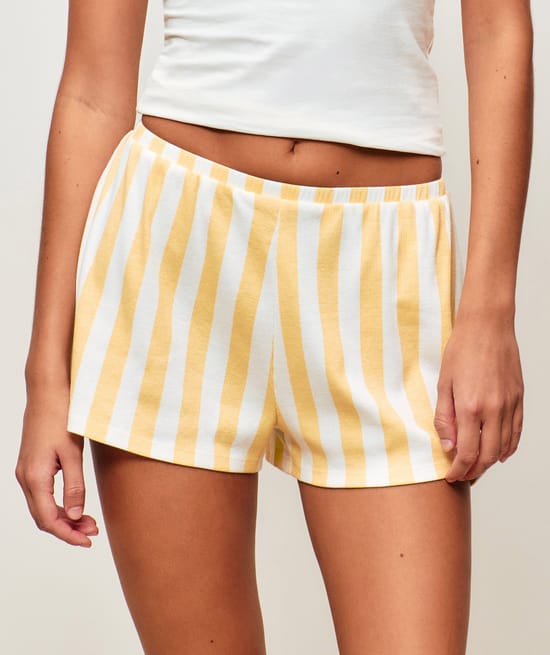 Short en jersey c&ocirc;tel&eacute; &agrave; rayures;