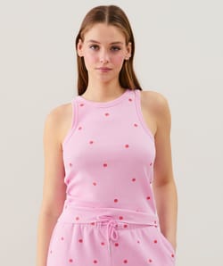 Top en jersey avec broderies;