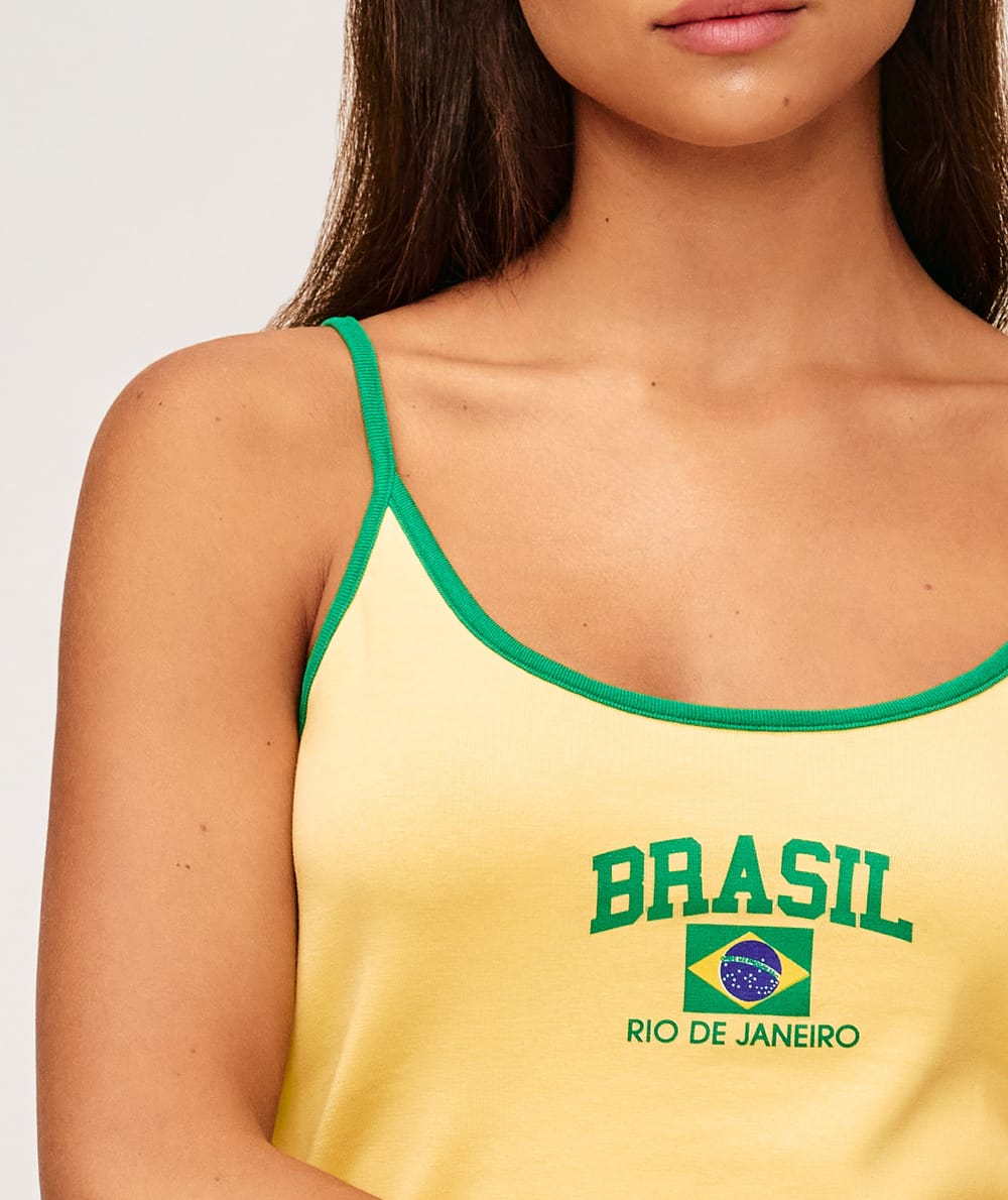 Thin strap jersey tank top 'Brasil';