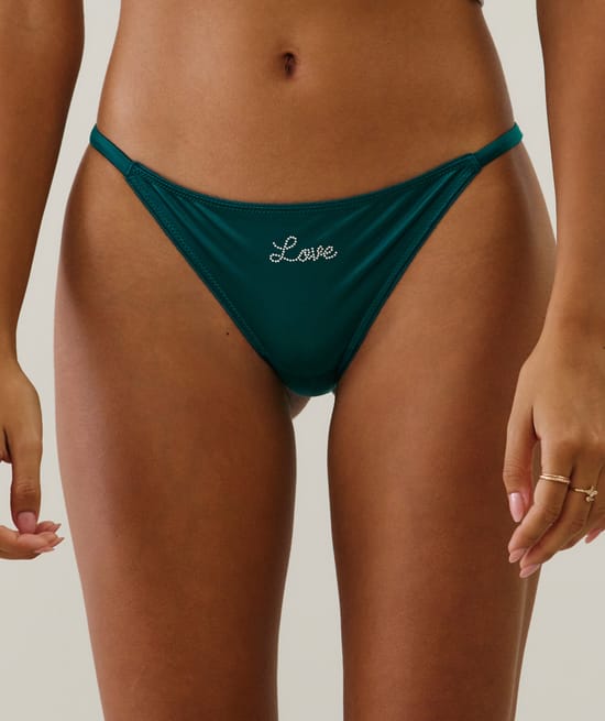 Tanga en microfibre et dentelle;