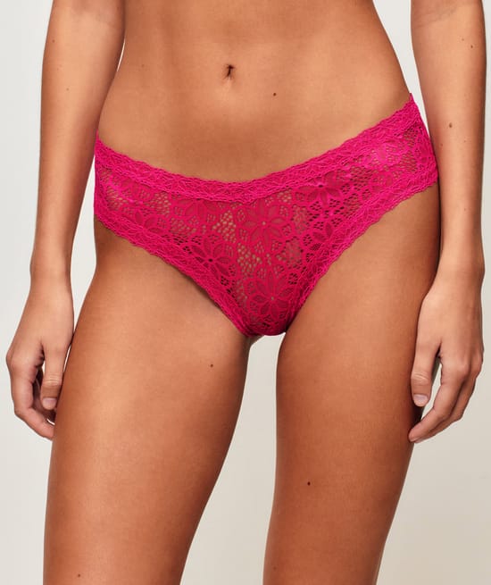 Lace cheeky with floral print;