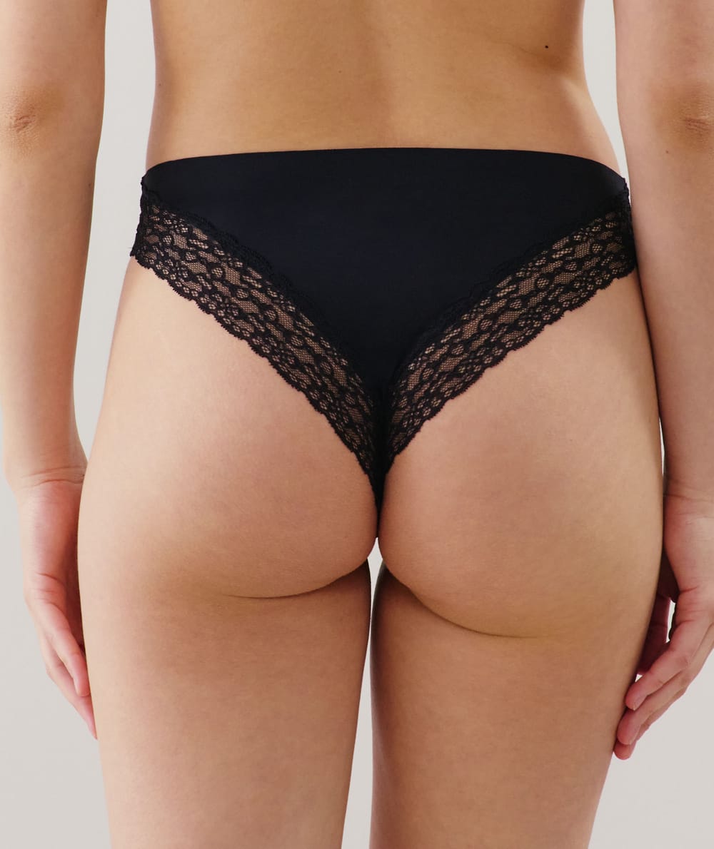 Culotte en microfibre et dentelle;