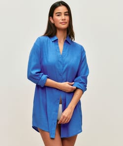 Chemise en lin m&eacute;lang&eacute; manches longues;