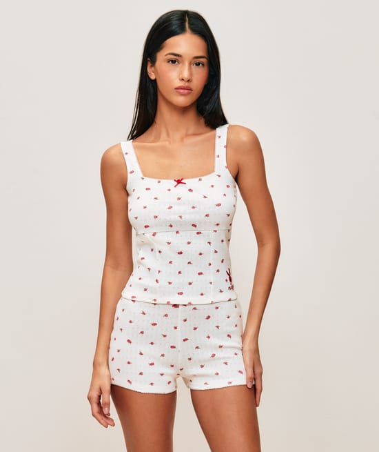 Bermudas de algod&oacute;n de Playboy con estampado de rosas;