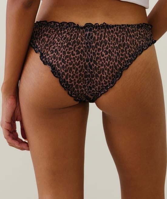 Tanga en mesh léopard;