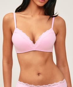 Soutien-gorge triangle push-up en microfibre et dentelle;
