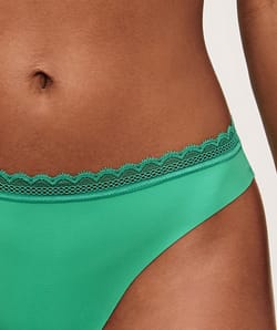 Microfibre and lace thong;