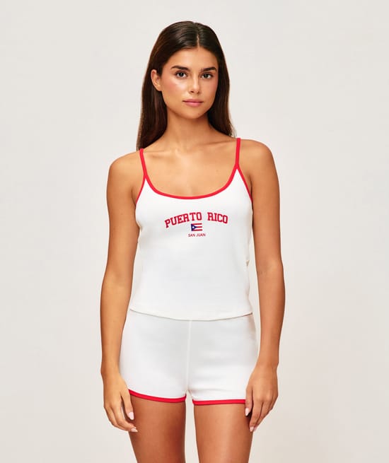 Thin strap jersey tank top 'Puerto Rico';