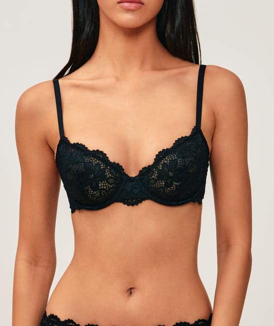 Floral lace balconette bra;