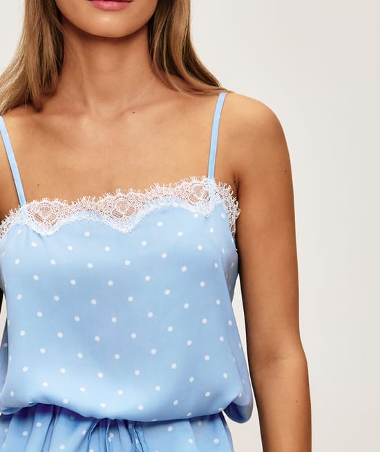 Satin polka dot tank top;