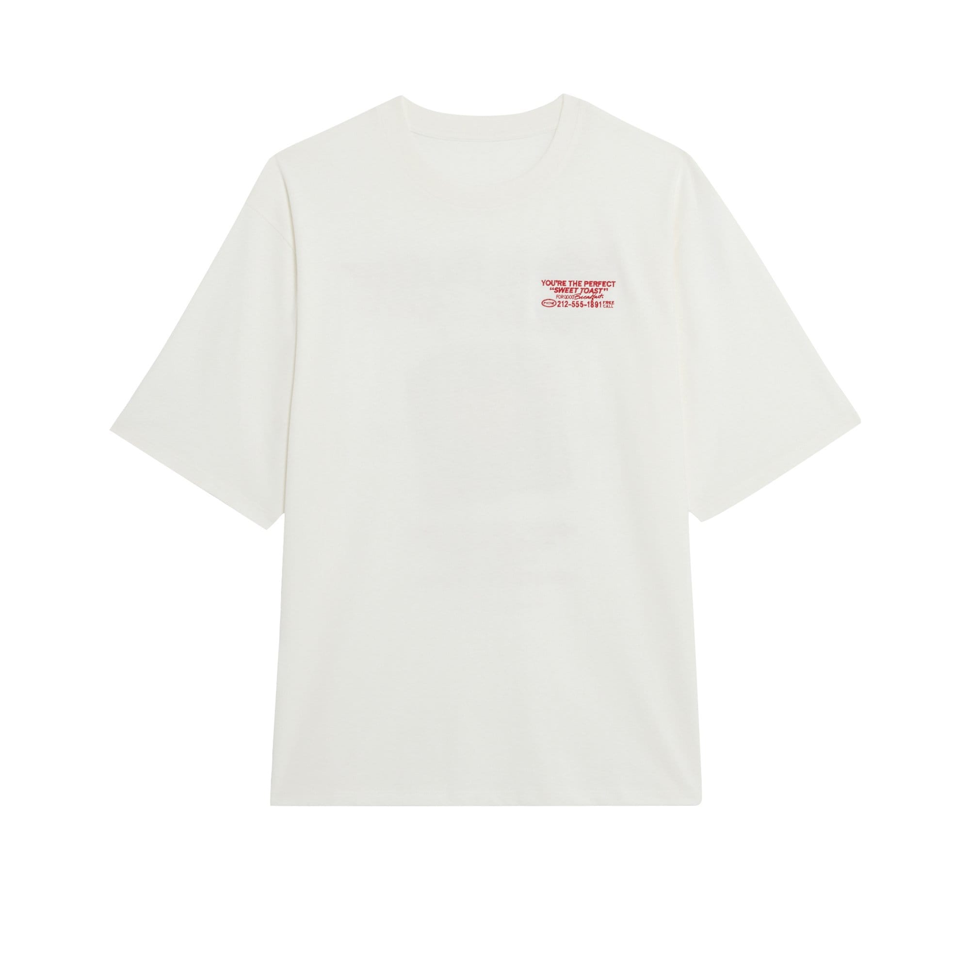 Oversized cotton T-shirt with embroidered motifs and messages