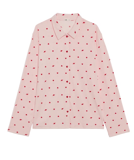 Ribbed jersey shirt with heart pattern;