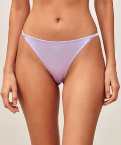 Microfiber and lace thong;