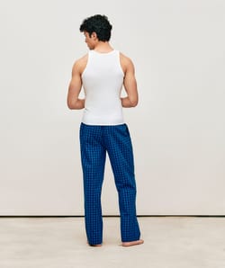 Pantalon en coton &agrave; carreaux;