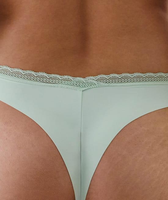 Microfibre and lace thong;