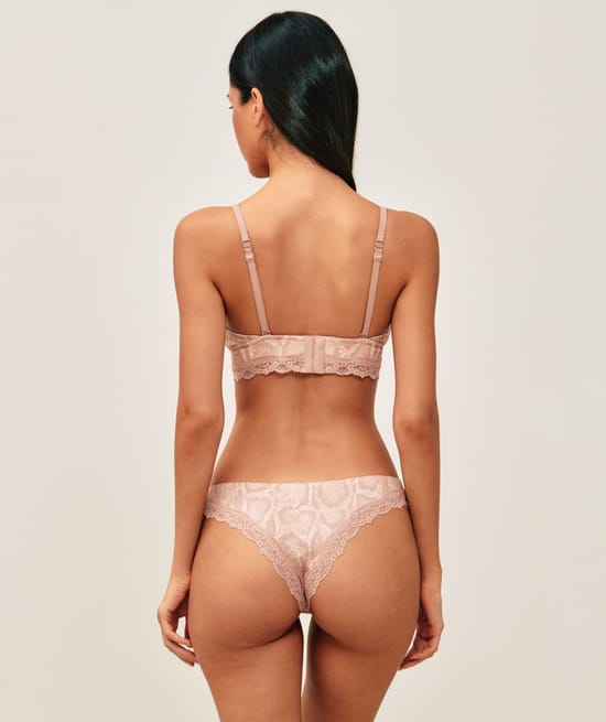 Snake print microfiber thong;
